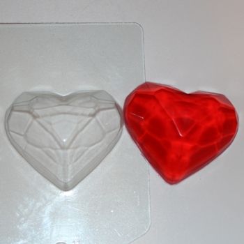 Граненое сердце, форма для мыла пластиковая Пластиковые формы