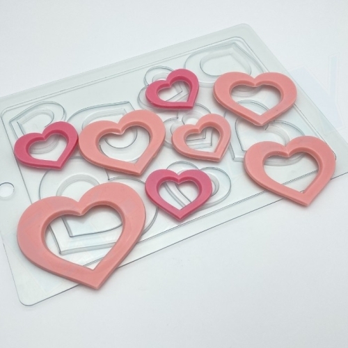 Сердца-рамки Плоские силуэты, форма для мыла пластиковая Пластиковые формы