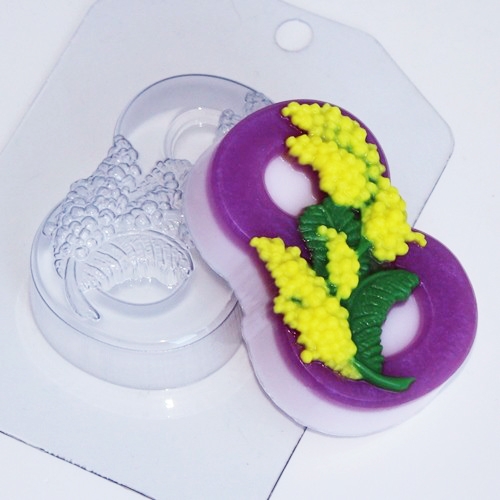 8 марта - Мимоза по диагонали, форма для мыла пластиковая Пластиковые формы
