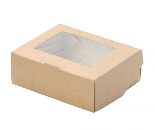 Коробочка 100x80x35, с прозрачным окошком крафт Упаковка