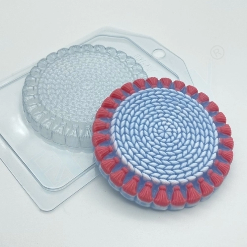 Коврик вязаный круглый, форма для мыла пластиковая Пластиковые формы