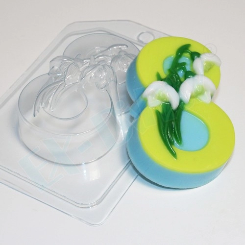 8 марта - Подснежники по диагонали, форма для мыла пластиковая Пластиковые формы