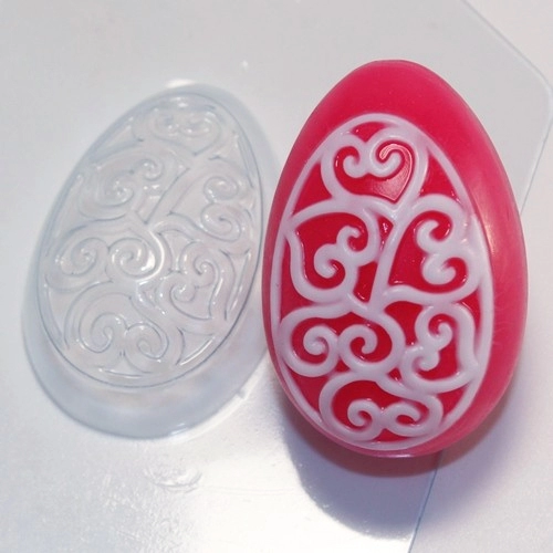 Яйцо Орнамент сердечки-завитушки, форма для мыла пластиковая Пластиковые формы