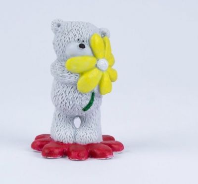 Медвежонок с цветочком, форма для мыла силиконовая Силиконовые формы