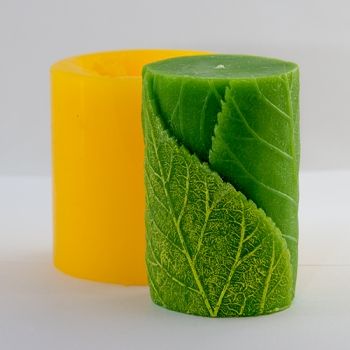 Цилиндр с листиками, форма для мыла силиконовая