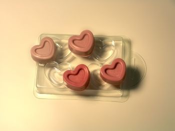 4 Сердечка, форма для мыла пластиковая Пластиковые формы