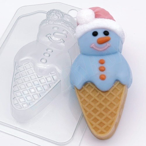 Мороженое - Снеговик, форма для мыла пластиковая Пластиковые формы