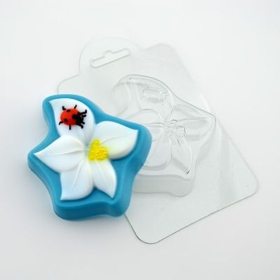 Цветок с божьей коровкой, форма для мыла пластиковая Пластиковые формы