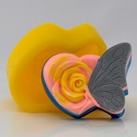 Бабочка на розе, форма для мыла силиконовая