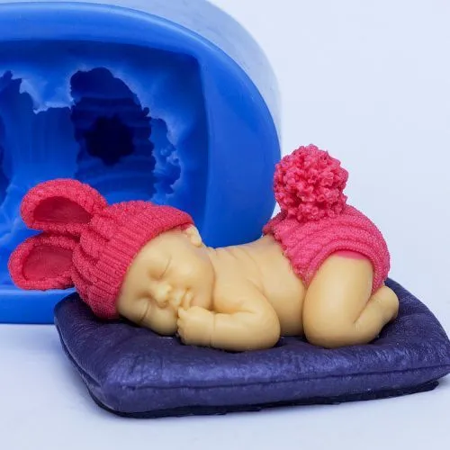 Малыш на подушке 3D, форма для мыла силиконовая Силиконовые формы