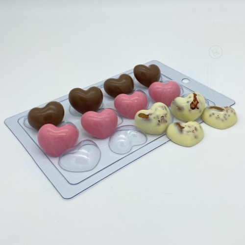 Сердце 40 (12 ячеек), форма для шоколада пластиковая Пластиковые формы