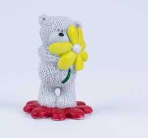 Медвежонок с цветочком, форма для мыла силиконовая