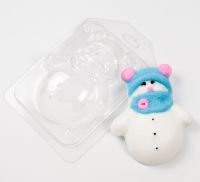 Снеговик в шапочке и шарфике, форма для мыла пластиковая