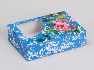 Коробочка складная "Цветы на синем фоне" Упаковка