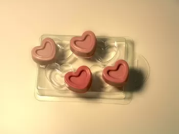 4 Сердечка, форма для мыла пластиковая Пластиковые формы