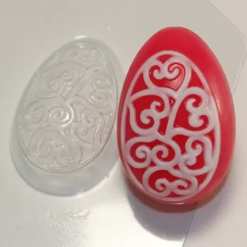 Яйцо Орнамент сердечки-завитушки, форма для мыла пластиковая Пластиковые формы