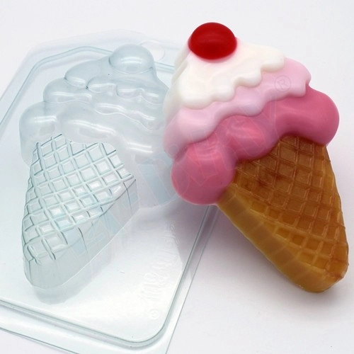 Мороженое - Рожок с ягодкой, форма для мыла пластиковая Пластиковые формы