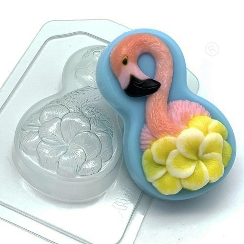 8 марта - Фламинго с цветами, форма для мыла пластиковая Пластиковые формы