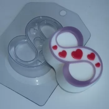 8 марта - Сердечки по диагонали, форма для мыла пластиковая Пластиковые формы