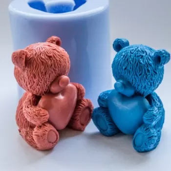 Мишка с сердцем 3D, форма для мыла силиконовая Силиконовые формы