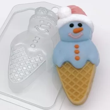 Мороженое - Снеговик, форма для мыла пластиковая Пластиковые формы