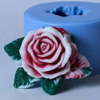 Роза с листочками, форма для мыла силиконовая Силиконовые формы